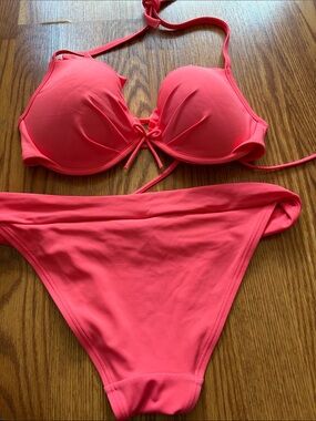 Victoria's Secret Neon Coral Push-Up Bikini Set